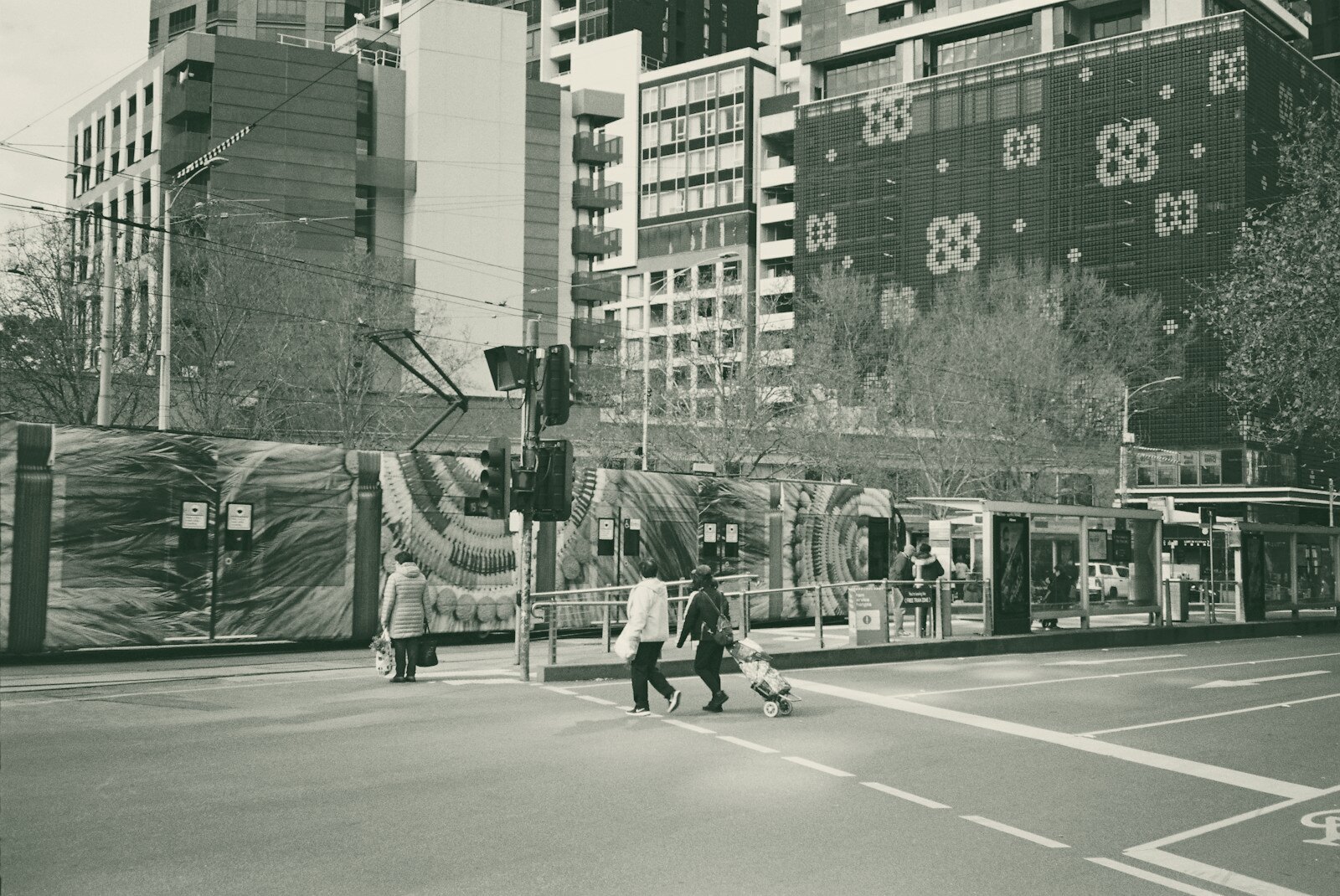people crossing the street