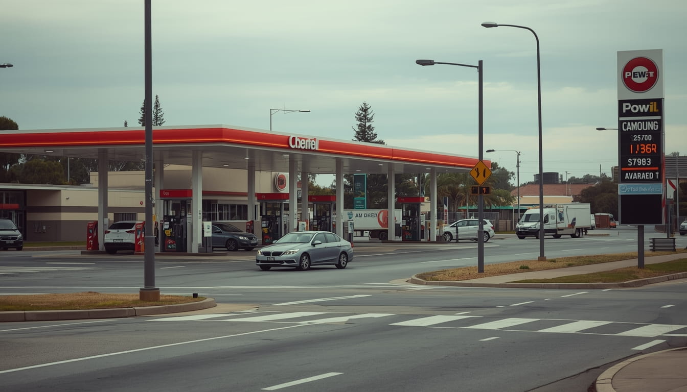 Empty fuel bowsers at a service station in Sydney amid Australia's national diesel shortage crisis with prices surging past $3 per litre on March 25 2026